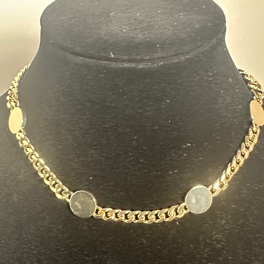 Lauren Ralph Lauren Gold Medallion RL Logo Necklace Gold & Silver Tone - Picture 5 of 5